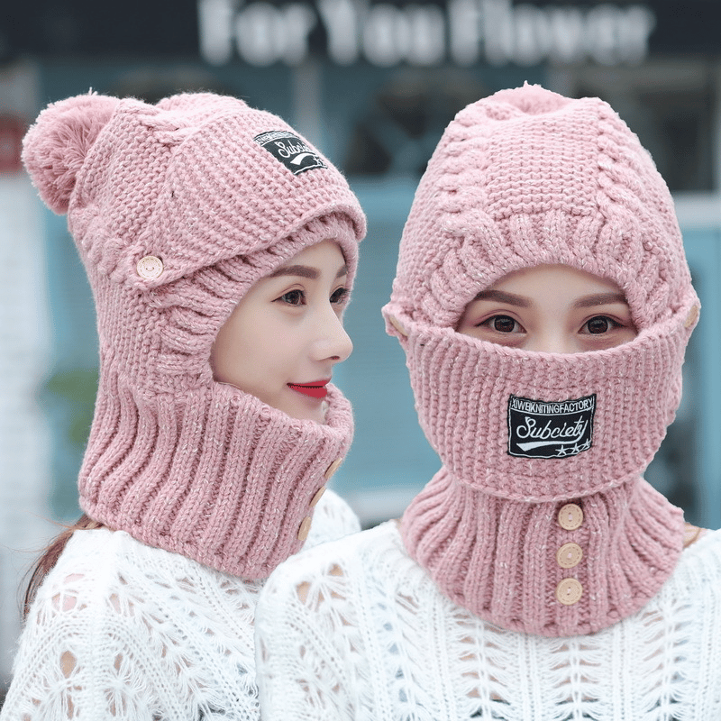 2 in 1 Mask Scarf Knitted Hat