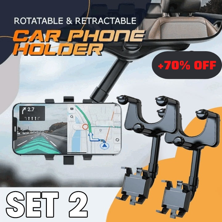 🔥🔥Hot Sale🔥 (3 PCS + 75% OFF) - Rearview Holder - Rotatable and Retractable Car Phone Holder