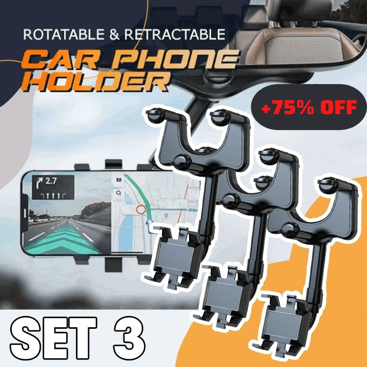 🔥🔥Hot Sale🔥 (3 PCS + 75% OFF) - Rearview Holder - Rotatable and Retractable Car Phone Holder