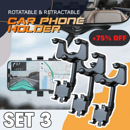 🔥🔥Hot Sale🔥 (3 PCS + 75% OFF) - Rearview Holder - Rotatable and Retractable Car Phone Holder