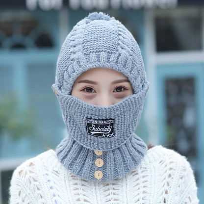 2 in 1 Mask Scarf Knitted Hat