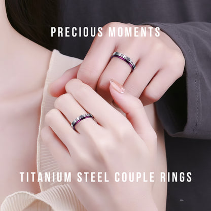 Purple Love Design Titanium Steel Couple Rings