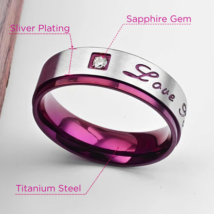 Purple Love Design Titanium Steel Couple Rings