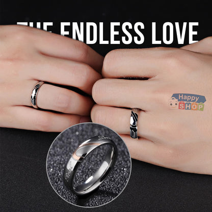 Two Tone Heart Titanium Steel Couple Rings